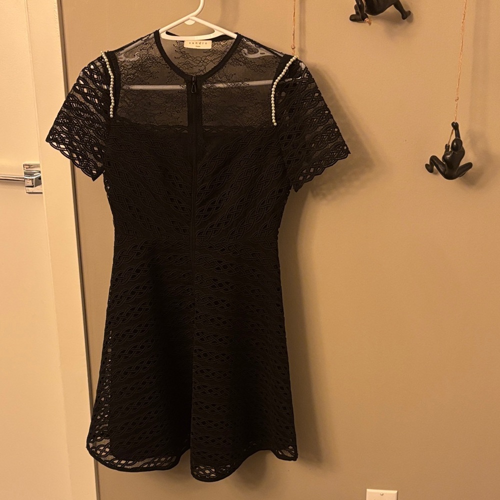 Sandro Black Lace Mini Dress